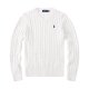 Long-sleeved V-neck knitted sweater with horse logo