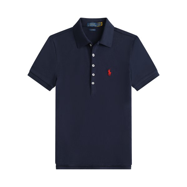 Women's short-sleeved polo shirt with horse logo