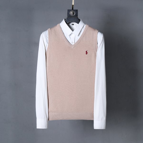 Sleeveless V-neck knitted vest with horse logo