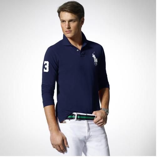 Large size long-sleeved polo shirt