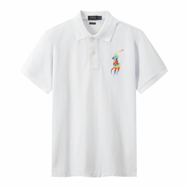 Polo Ralph Lauren Men Classic Fit Rainbow Big Pony Mesh Polo Shirt Aqua Blue