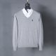 Long-sleeved V-neck knitted sweater with horse logo