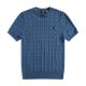 Short-sleeved round-neck horse-patterned knitted shirt