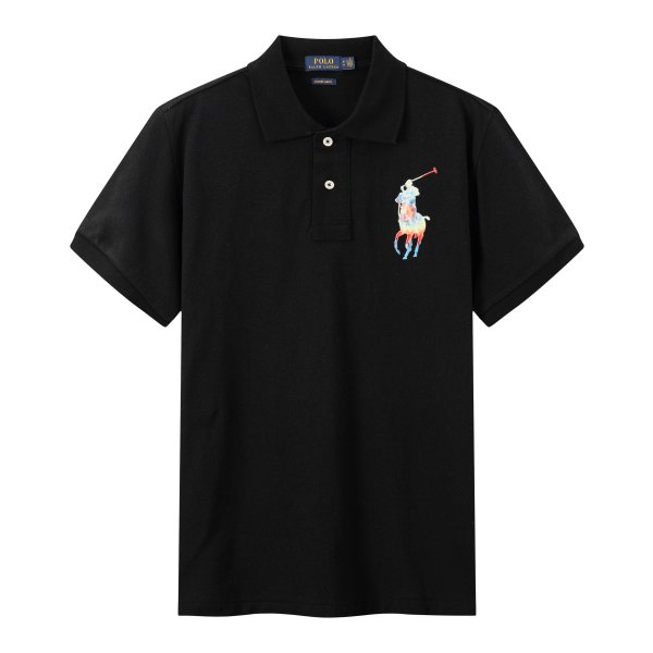 Polo Ralph Lauren Men Classic Fit Rainbow Big Pony Mesh Polo Shirt Aqua Blue