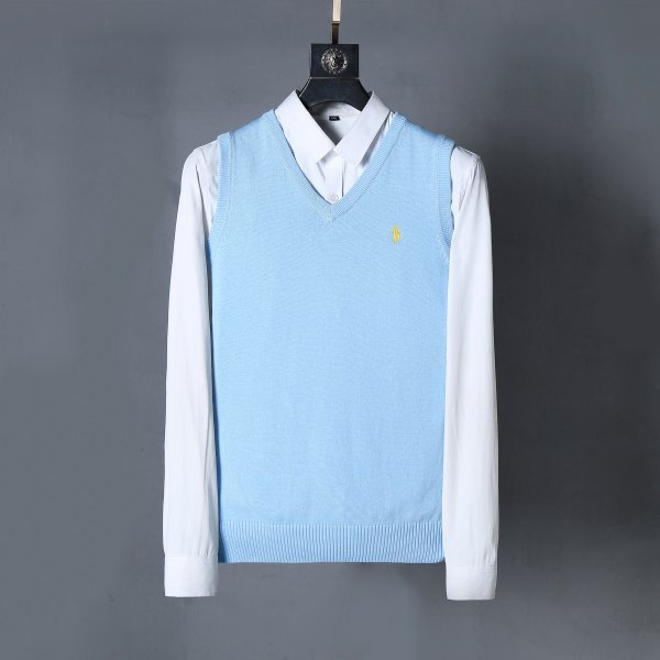 Sleeveless V-neck knitted vest with horse logo