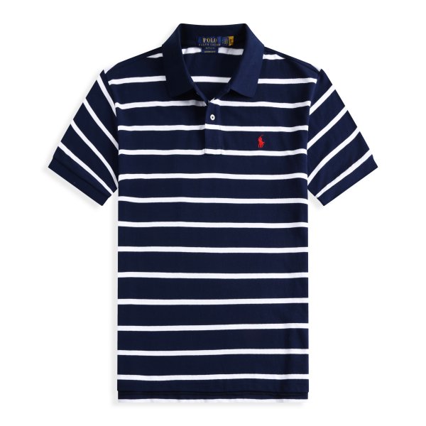 Striped pony logo short-sleeved polo shirt