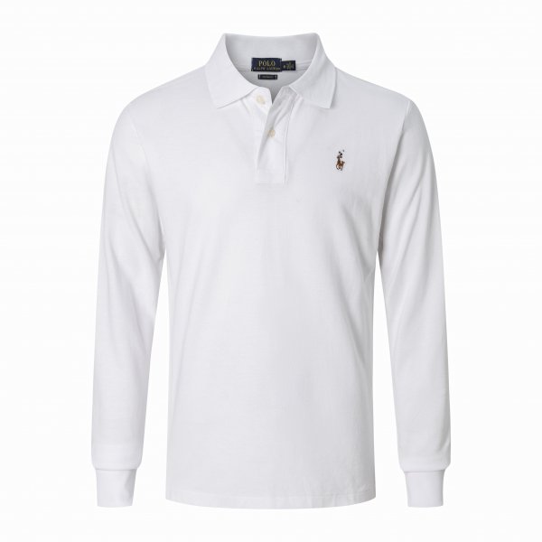 Long-sleeved large-sized colorful logo polo shirt