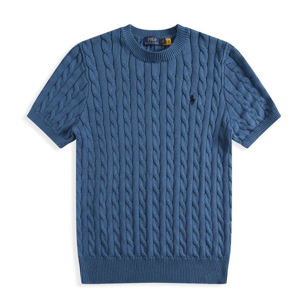 Short-sleeved round-neck horse-patterned knitted shirt
