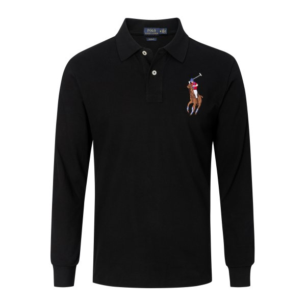 Long-sleeved large-sized polo shirt
