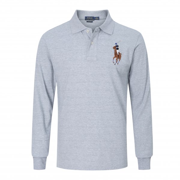 Long-sleeved large-sized polo shirt
