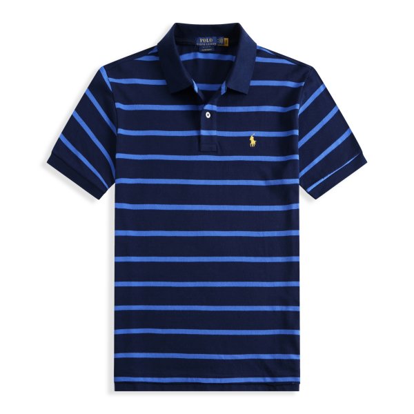 Striped pony logo short-sleeved polo shirt