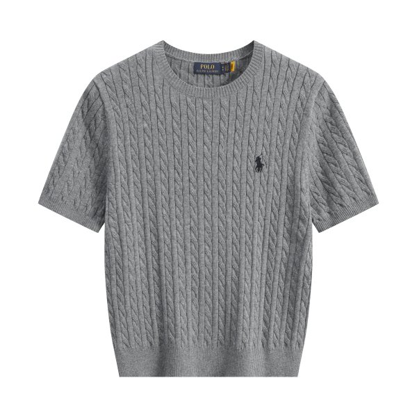 Short-sleeved round-neck horse-patterned knitted sweater