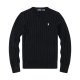 Long-sleeved V-neck knitted sweater with horse logo