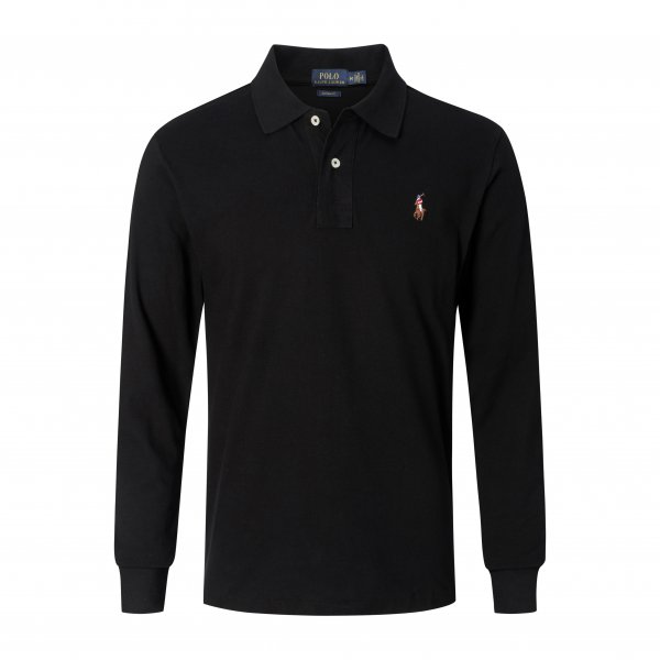 Long-sleeved large-sized colorful logo polo shirt