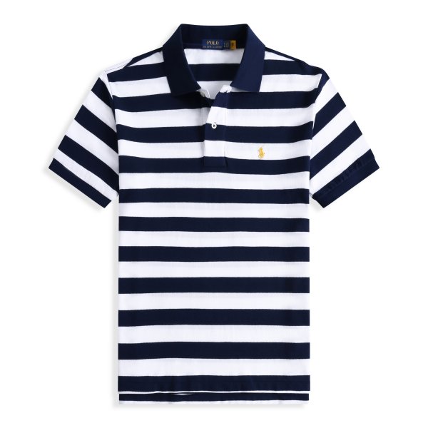 Striped pony logo short-sleeved polo shirt