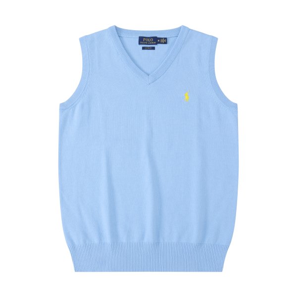 Sleeveless V-neck knitted vest with horse logo