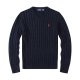Long-sleeved V-neck knitted sweater with horse logo