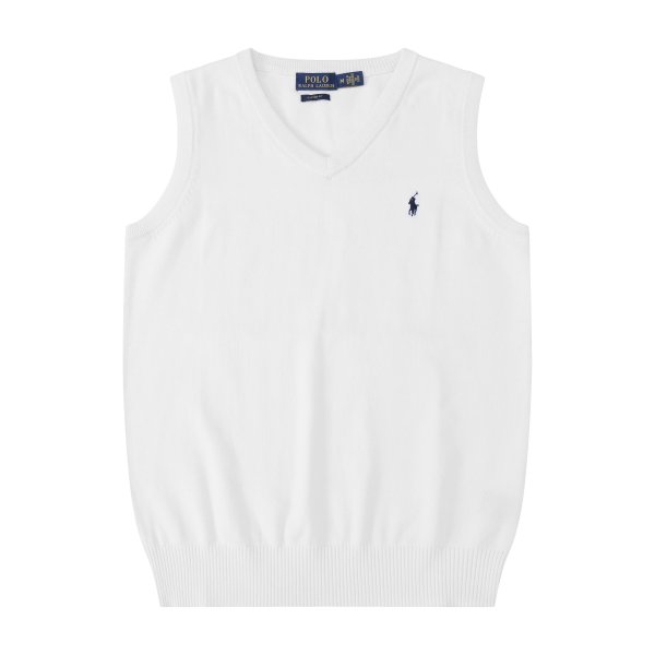 Sleeveless V-neck knitted vest with horse logo