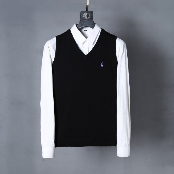 Sleeveless V-neck knitted vest with horse logo