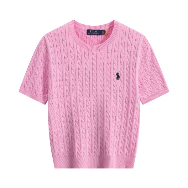 Short-sleeved round-neck horse-patterned knitted sweater