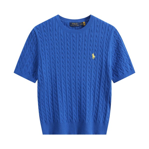 Short-sleeved round-neck horse-patterned knitted sweater