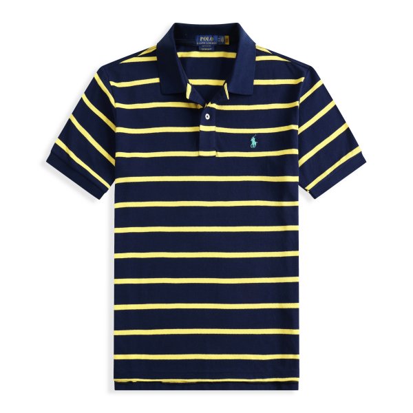 Striped pony logo short-sleeved polo shirt