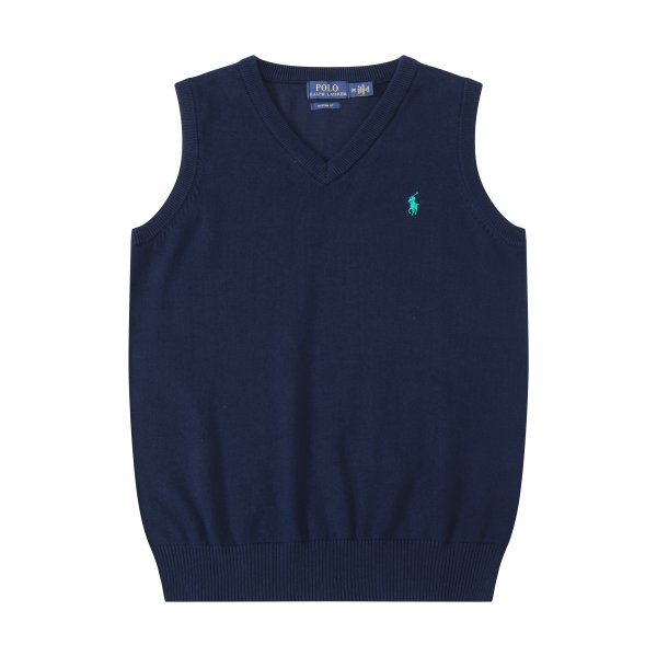 Sleeveless V-neck knitted vest with horse logo