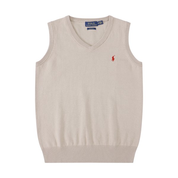 Sleeveless V-neck knitted vest with horse logo