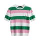 Short-sleeved round-neck striped knitted sweater with horse logo