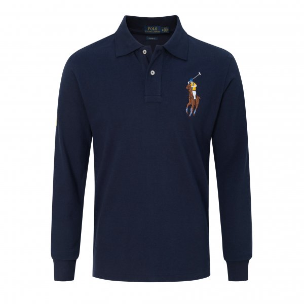 Long-sleeved large-sized polo shirt