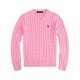 Long-sleeved V-neck knitted sweater with horse logo