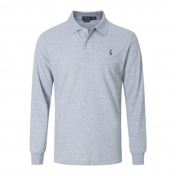 Long-sleeved large-sized colorful logo polo shirt