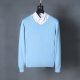 Long-sleeved V-neck knitted sweater with horse logo