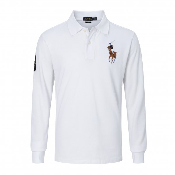 Long-sleeved large-sized polo shirt