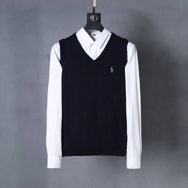Sleeveless V-neck knitted vest with horse logo